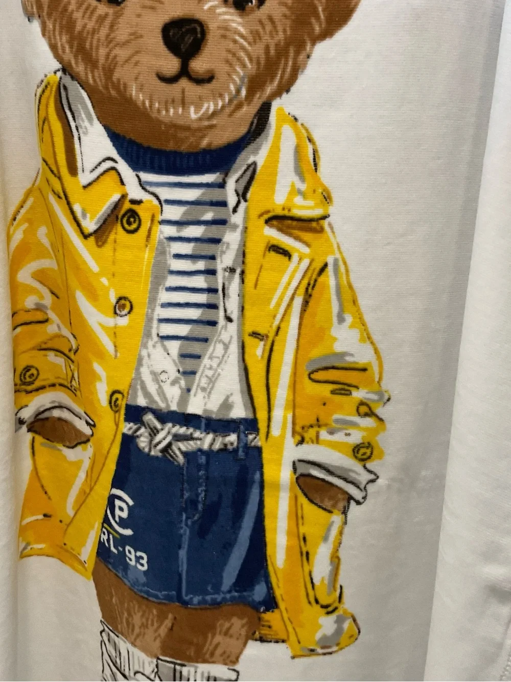 Polo Ralph Lauren YELLOW RAINCOAT BEAR 35” x 66” Cotton Velour Terry Beach Towel